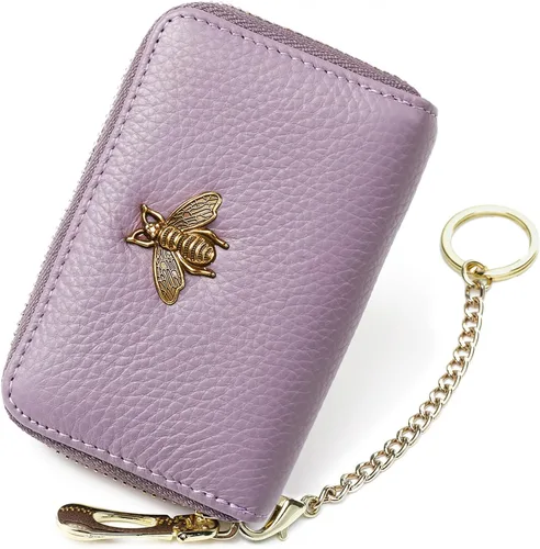 Vista 50 de imeetu Soporte para tarjetas de crédito RFID, cartera pequeña de cuero con cremallera para mujer