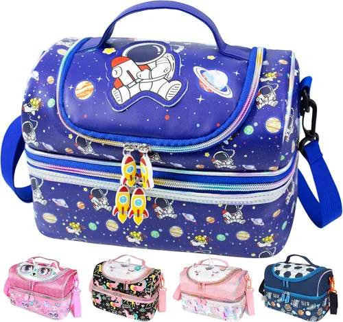 Vista 9 de RLGPBON Bolsa de almuerzo para niños, lonchera aislada para niñas y niños, bolsa de almuerzo para niños pequeños y adolescentes, lindas bolsas