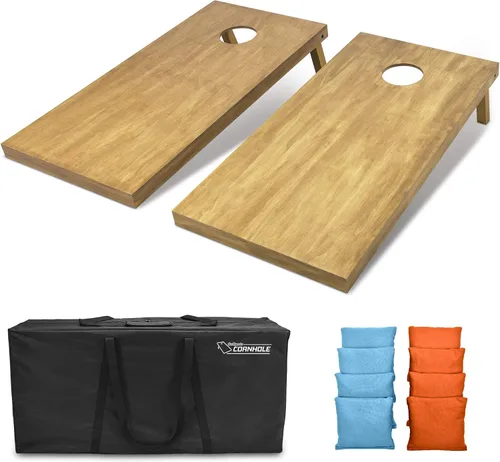Vista 10 de GoSports 4 ft x 2 ft Regulation Size Wooden Cornhole Boards Set with Light Brown Finish - Includes Carrying Case and Bean Bags Negro- gris