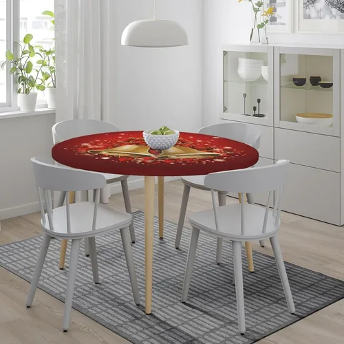 Vista 4 de cfpolar Mantel redondo ajustable con diseño de copos de nieve con borde elástico, impermeable, lavable, para interiores y exteriores, fiesta, cena