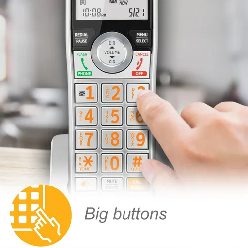 Vista 7 de AT&T CL84107 DECT 6.0 Teléfono expandible con cable/inalámbrico con bloqueador de llamadas inteligente, negro/plata con 1 auricular