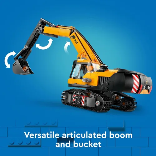 Vista 4 de LEGO City Excavadora de Construcción Amarilla Juguete Excavadora para Niños y Niñas de 8 Años en Adelante, 3 Minifiguras de Trabajadores