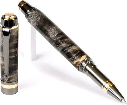 Vista 26 de Lanier Pens Pluma estilográfica Elite - Gun Metal - Negro y Blanco Ébano
