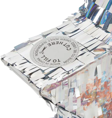 Vista 7 de Sparkle and Bash Piñata de estrella con cuerdas de tracción, plata, 13 x 13 x 3 pulgadas, decoración de cumpleaños temática espacial y suministro