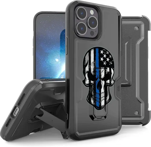 Vista 9 de Compatible con Apple iPhone 13 Pro Max Armor Kombo Kickstand Funda con clip para cinturón, híbrida, resistente, resistente, a prueba de golpes