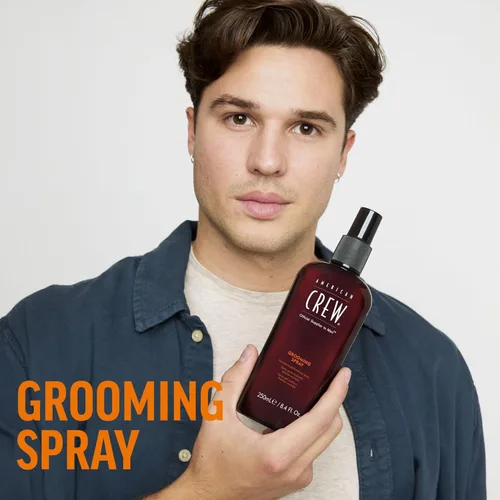 Vista 2 de American Crew - Spray de aseo para hombre, sujeción variable, 8.4 onzas líquidas Flexible grooming hairspray for damp or dry hair. Buildable hold