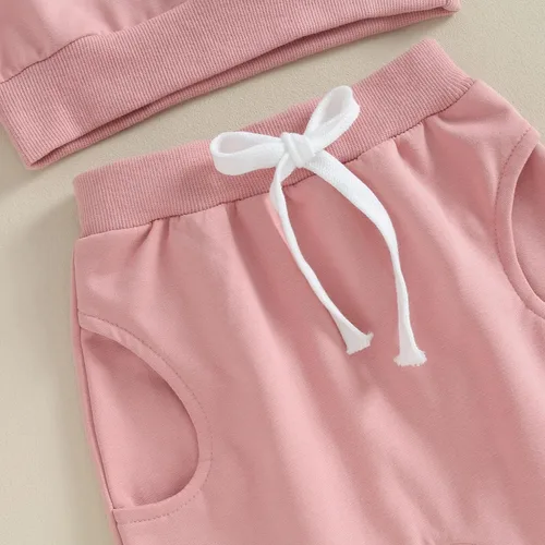 Vista 6 de Conjunto de ropa de bebé para niña, para hermana pequeña, color liso, suéter para otoño e invierno