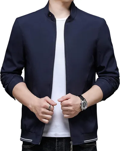 Vista 4 de HaoMay Chaquetas ligeras con cremallera completa para hombre