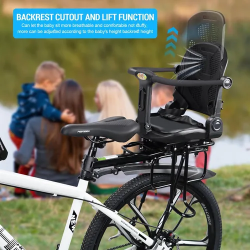 Vista 3 de Asiento trasero de bicicleta para niños, asiento trasero de bicicleta para niños, asiento de bicicleta para adultos para bebés de 6 meses a 6 años