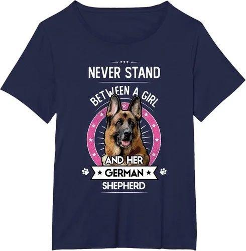 Vista 28 de Never Stand Between A Girl and Her German Shepherd T-Shirt Asphalt Grey