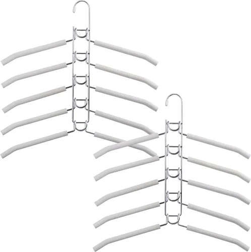 Vista 9 de Perchas de ropa que ahorran espacio: 2 paquetes 5 en 1 perchas multicapa antideslizantes de espuma acolchada resistente gruesa percha organizadores