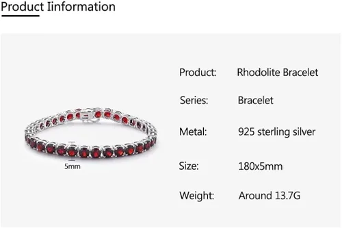 Vista 5 de Supermodel Pulsera de tenis clásica de plata de ley 925 de 0.197in con citrino natural Siwss azul topacio peridoto bhodolita amatista para mujer
