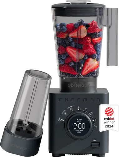 Vista 10 de Chefman Obliterator - Licuadora de encimera de 48 onzas para batidos, motor de 1380W para triturar hielo, nueces y fruta congelada con cuchilla