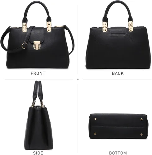 Vista 3 de Dasein Bolso de mano con asa superior para mujer, bolso mediano de cuero vegano
