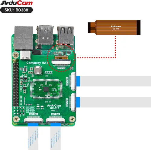 Vista 8 de Arducam Kit de cámara cuádruple de enfoque automático de 16 MP para Raspberry Pi, cámara Pi sincronizada con enfoque automático IMX519 de 16 MP
