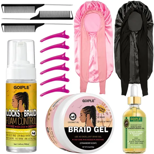 Vista 8 de Gel de Trenzado de Agarre Fuerte Extra Fuerte y Domador de Bordes - Domina el Encrespamiento, Mousse Suavizante para Twists, Locs, Trenzas, Cornrows