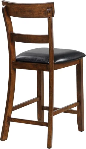 Vista 6 de ERGOMASTER Juego de 2 sillas de comedor, sillas de bar de granja de 25.5 pulgadas, taburetes de bar de madera de goma con respaldos, taburetes