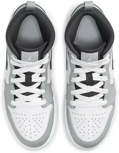 Vista 5 de Jordan Jordan 1 Mid (niño pequeño), Gris ahumadoBlanco-antracita