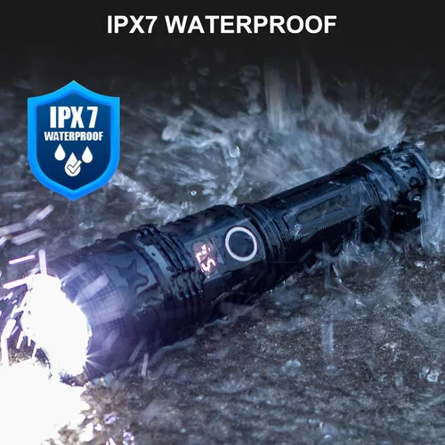 Vista 7 de Cinlinso Linternas LED recargables de alto lúmenes, luz de flash súper brillante, 3 modos IPX7 impermeables, linternas de alta potencia