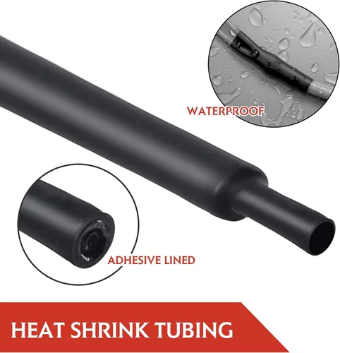 Vista 5 de Tubo termorretráctil negro 3:1 de doble pared con adhesivo marino forrado con pegamento impermeable para cables, protectores de cables, conectores