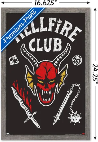 Vista 3 de Trends International - Stranger Things de Netflix: Temporada 4 - Póster de pared de Hellfire Club, 14.725 x 22.375 pulgadas, versión con marco