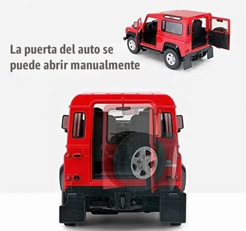 Vista 6 de Rastar Radio Control remoto Escala 1/14 Land Rover Denfender con licencia RC Modelo Auto (Rojo)