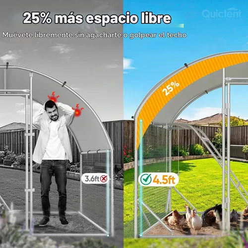 Vista 5 de Quictent Essential Series - Gallinero de metal de 6.6 x 9 x 6.6 pies con escalera de escalada, jaula para aves de corral al aire libre con alambre