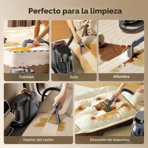 Vista 4 de Uwant Máquina limpiadora de alfombras de 18Kpa con Pet Pro Cleaner&Tools