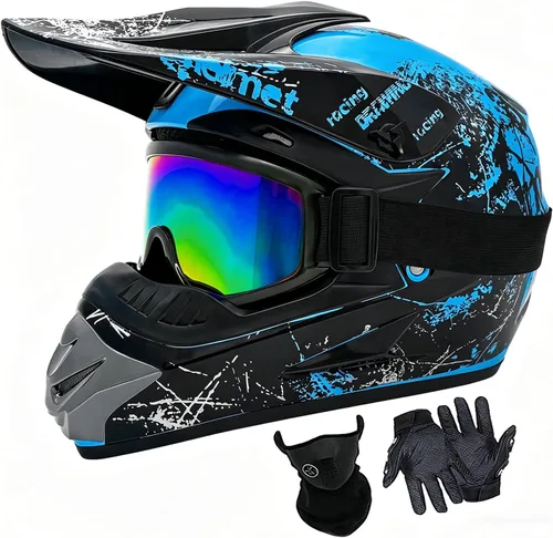 Vista 13 de Cascos de Dirt Bike para Jóvenes de Moda para Niños, Motocross, Motocicleta, BMX, ATV, Todoterreno, Cuatro Ruedas, Cascos Integrales para Bicicleta