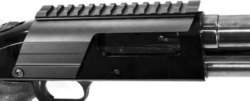 Vista 6 de TRINITY Riel Picatinny de longitud completa compatible con Mossberg 500 y Maverick 88 calibre 12 - Base de montaje de silla de montar estilo tejedor
