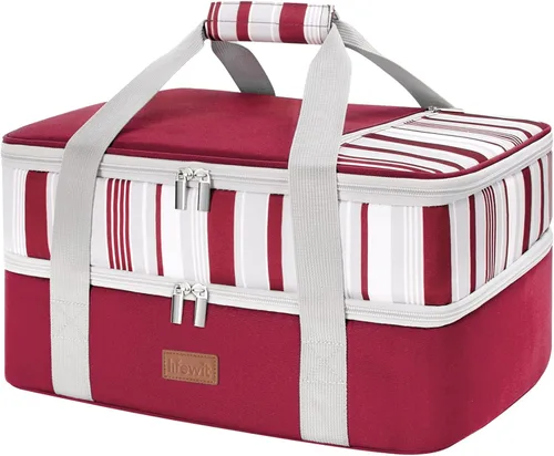Vista 9 de Lifewit - Porta ollas aislada para alimentos calientes o fríos, olla con tapa y estuche de transporte, soporte para lasaña para fiestas de comida