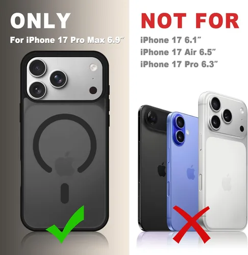 Vista 1534 de Funda para Google Pixel 10 Pro XL, cubierta magnética mate, color negro Fit for MagSafe, Screen Protector included, Shockproof Military Grade