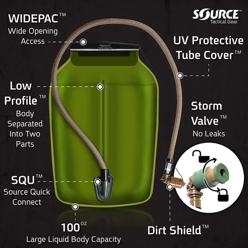Vista 3 de Source Tactical Gear 3L Widepac Depósito de hidratación de bajo perfil