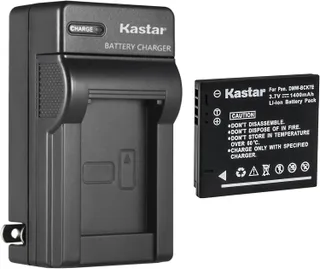 Kastar Paquete de 1 repuesto de cargador de batería y pared de CA para cámara Panasonic Lumix DMC-SZ5, Lumix DMC-SZ7, Lumix DMC-TS20, Lumix