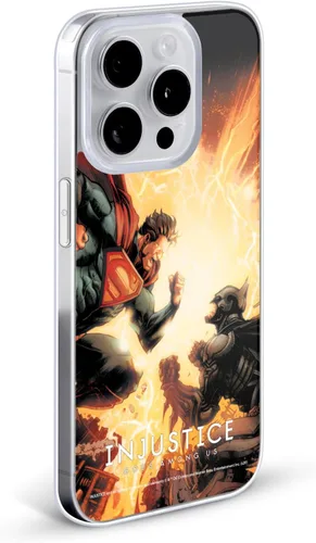 Vista 2 de Head Case Designs Funda de gel suave con licencia oficial de Injustice Gods Among Us Battle Key Art compatible con Apple iPhone 15 Pro Max