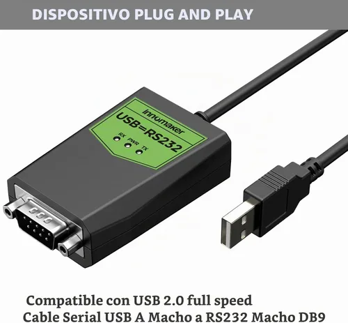 Vista 6 de Adaptador USB a serie RS232 de grado industrial, USB a macho DB9, chipset FTDI, protección ESD, aislamiento de señal y energía, compatible