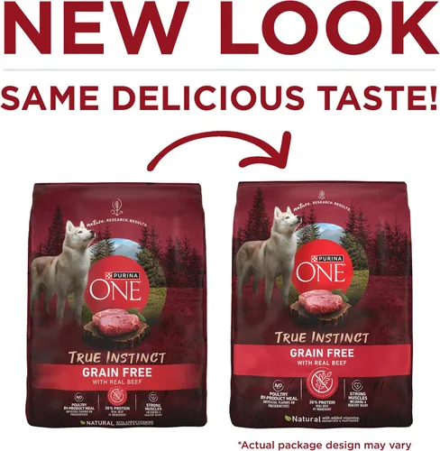 Vista 2 de Alimento para perro seca de Purina ONE Smartblend True Instinct sin cereales, fórmula llena de nutrientes, carne de res y camote