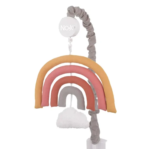 Vista 6 de NoJo Peluche elefante gris y blanco Nubes hinchadas Móvil musical