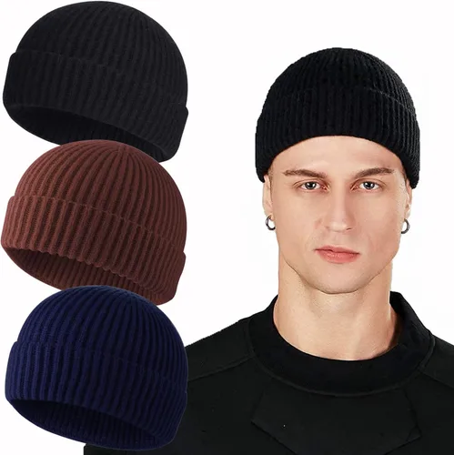 Vista 29 de ROYBENS Swag Wool Knit Cuff Short Fisherman Beanie for Men Women Winter Hat 1 albaricoque