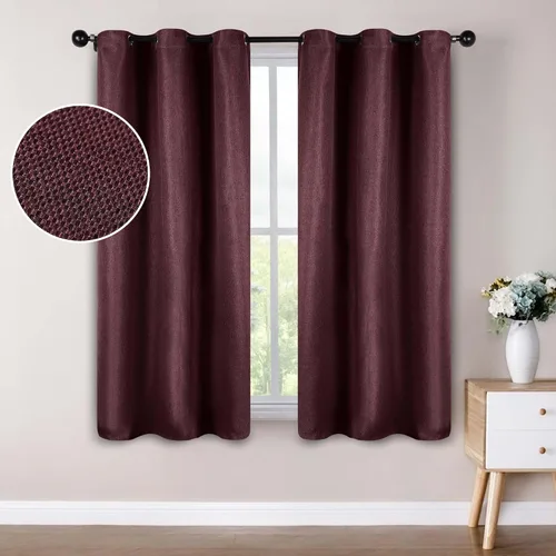 Vista 2 de Superior Cortinas opacas, aisladas, cortinas con bloqueo solar para dormitorio, sólidas, texturizadas, ventana de sala de estar, tejido térmico