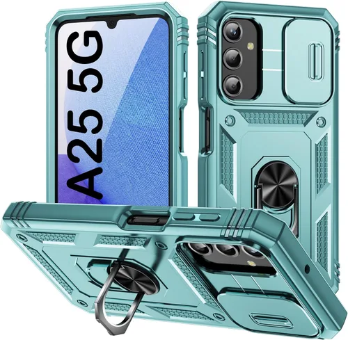 Vista 267 de PASNEW Funda militar para iPhone 13 Pro Max, cubierta de cámara deslizante y soporte de anillo de metal de 360°, carcasa rígida multicapa resistente
