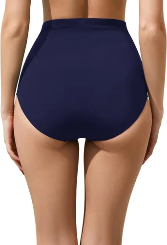 Vista 2 de Tempt Me Parte inferior de bikini de cintura alta para mujer, cobertura completa, control de abdomen, parte inferior de traje