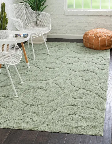 Vista 14 de Rugs.com - Alfombra de la colección Botanical Shag, alfombra de pelo de 4 x 6 pies color beige perfecta para salas de estar, comedores grandes