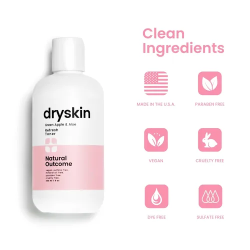 Vista 5 de natural outcome Skincare - Tónico facial hidratante para piel seca, hamamelis, manzana verde y aloe vera, astringente facial de natural outcome