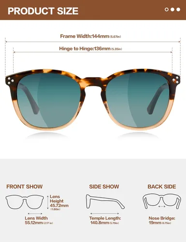 Vista 18 de Gafas de sol polarizadas para mujer con protección UV para mujer, a la moda, grandes sombras con marco de acetato BC2110