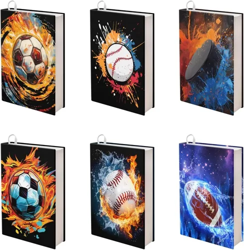 Vista 50 de Rnyleeg Paquete de 6 fundas protectoras de libros de bolsillo para niños, con temática deportiva, elástica, para amantes de los libros, estudiantes