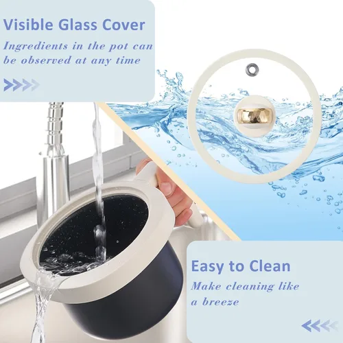 Vista 7 de TOPWIT Arrocera pequeña, mini olla arrocera para 2 tazas sin cocinar, arrocera portátil de 1.2 litros con revestimiento antiadherente, sin BPA, Beige