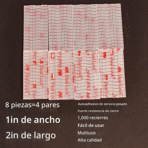 Vista 2 de Cierre de doble bloqueo de 1 x 2 pulgadas, 8 unidades, cinta entrelazable resellable resistente, soporte EZ Pass, bloqueo de gancho adhesivo, cinta