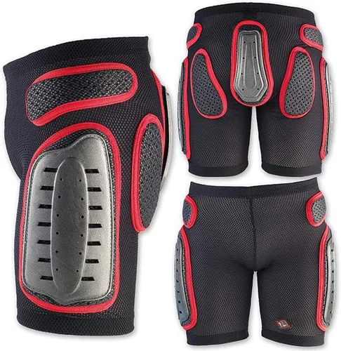 Vista 8 de UFO Plast Made in Italy - Pantalones cortos acolchados de plástico para snowboard, esquí, patinaje Negro con rojo Modelo: Sk09125