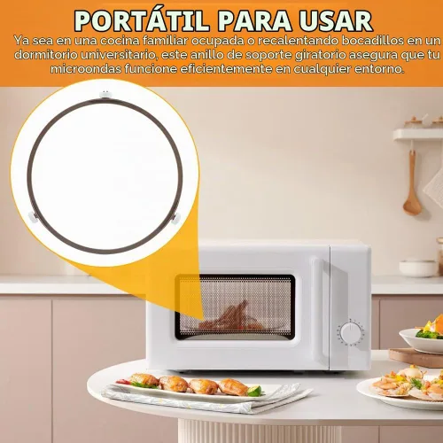 Vista 8 de Anillo giratorio de microondas, accesorios para microondas, bandeja para horno de microondas, anillo de soporte giratorio de soporte de rodillo